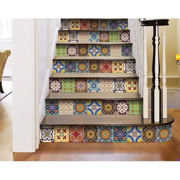 Homeroots 8 x 8 in. Auguri Geo Yellow Peel & Stick Removable Tiles - 400029