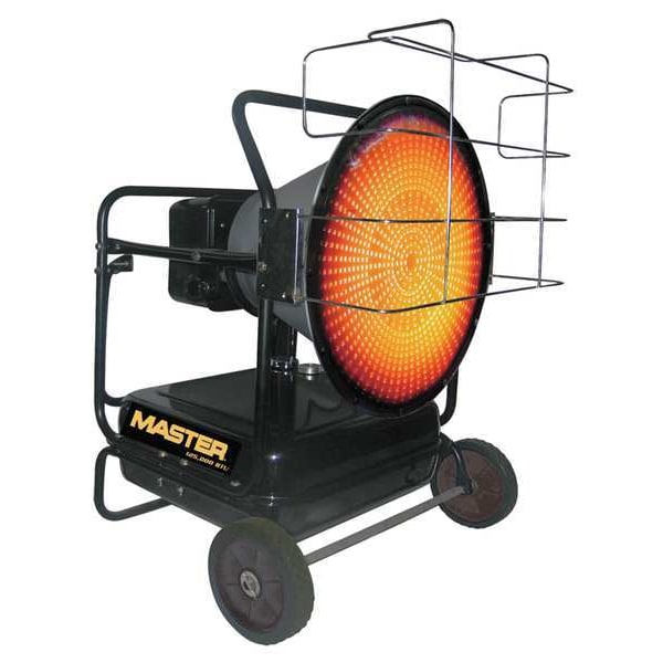 Master Portable Oil and Kerosene Torpedo Heater, 125,000 BtuH, Diesel, Kerosene, 3,125 sq ft Heat Area - MH-125-OFR-A