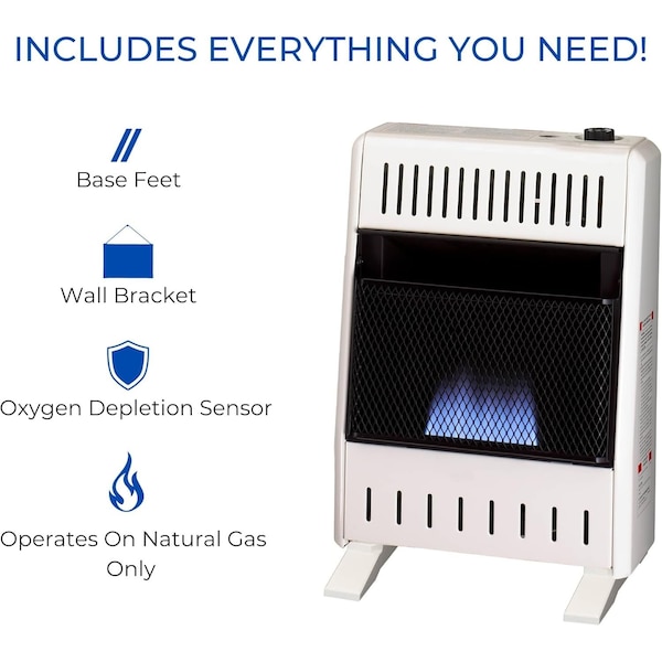Procom Heating Natural Gas Ventless Blue Flame Heater with Base Feet, 10,000 BTU, T-Stat Control - MN100TBA-B