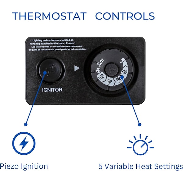 Procom Heating Natural Gas Ventless Blue Flame Heater with Base Feet, 10,000 BTU, T-Stat Control - MN100TBA-B