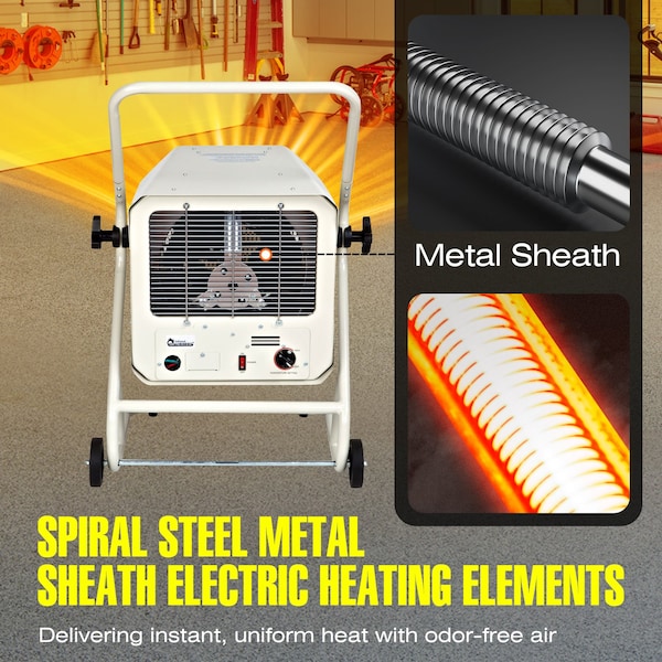 Dr Infrared Heater Hardwired 10000-Watt 240-Volt Garage Heater with Cart and Adjustable Thermostat - DR-910M
