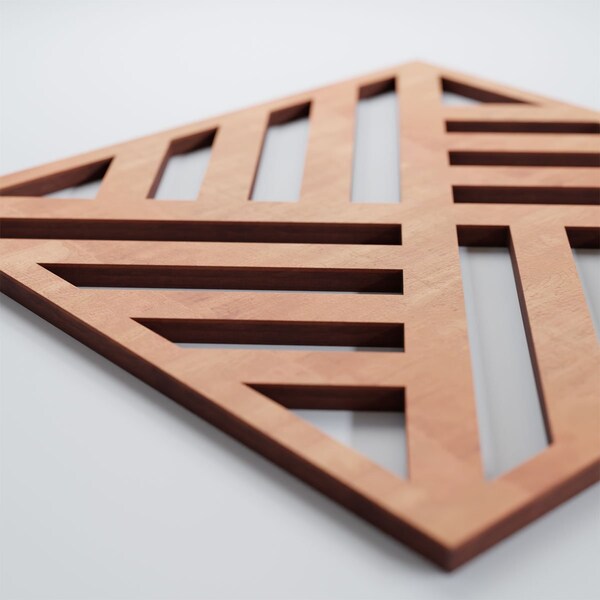 Ekena Millwork Small Allen Decorative Fretwork Wood Wall Panels, Cherry, 11 3/8"W x 11 3/8"H x 3/8"T - WALW12X12X0375ALLCH