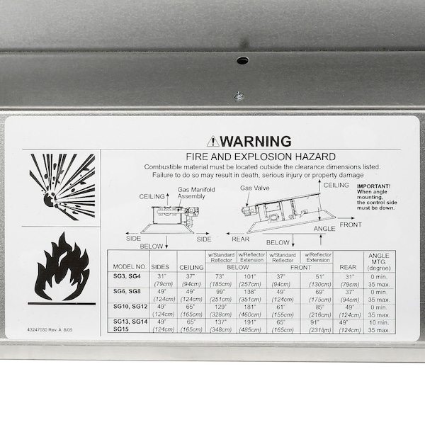 Sunstar Natural Gas Heater Infrared Ceramic, 120000 BTU - SG12-N
