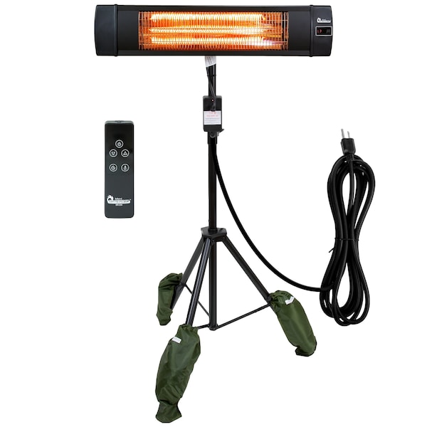 Dr Infrared Heater Black 1500-Watt Indoor/Outdoor Carbon Infrared Patio Heater with Tripod and Remote Control - DR-338