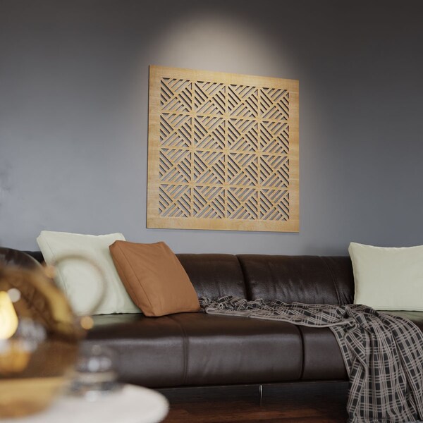 Ekena Millwork Extra Small Allen Decorative Fretwork Wood Wall Panels, Cherry, 7 3/8"W x 7 3/8"H x 3/8"T - WALW08X08X0375ALLCH
