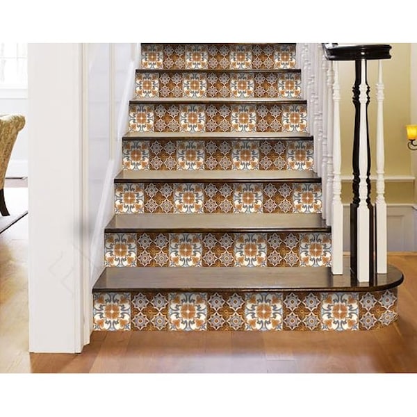 Homeroots 7 x 7 in. Bella Brown Terra Peel & Stick Removable Tiles - 400158