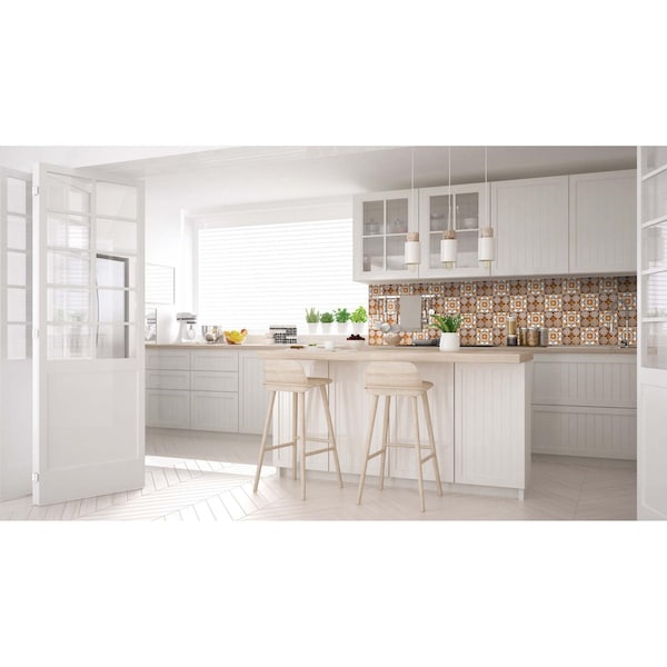 Homeroots 7 x 7 in. Bella Brown Terra Peel & Stick Removable Tiles - 400158