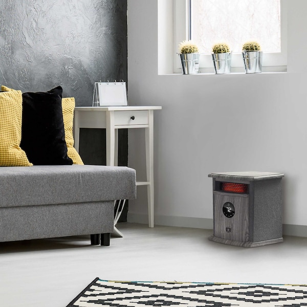 Heat Storm Infrared Space Heater, Floor Style, Cabinet Design, 1500 Watts, Digital Thermostat, 120 Volt, Gray - HS-1500-ILODG