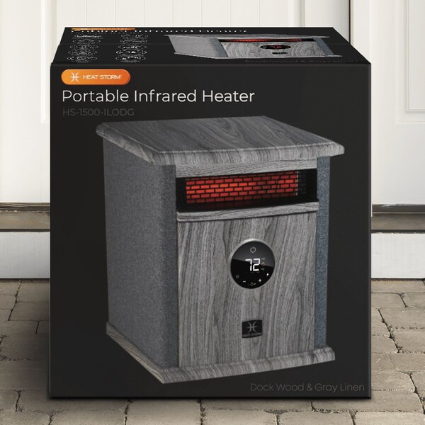 Heat Storm Infrared Space Heater, Floor Style, Cabinet Design, 1500 Watts, Digital Thermostat, 120 Volt, Gray - HS-1500-ILODG
