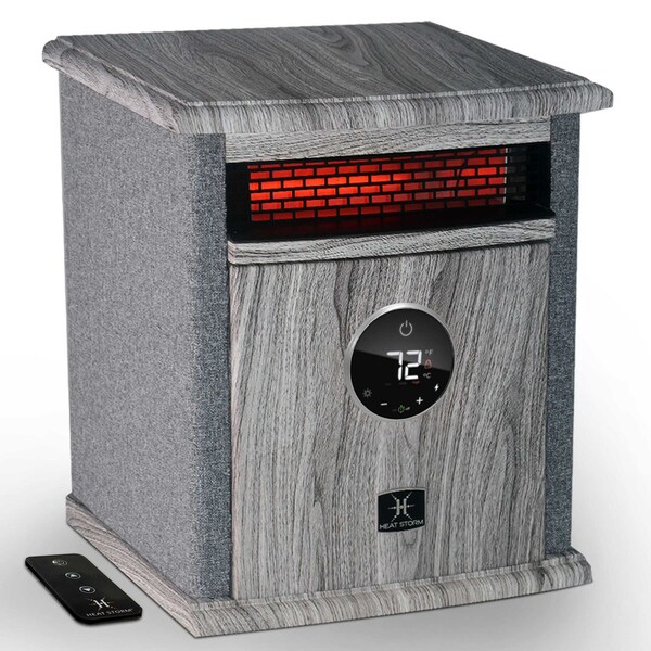 Heat Storm Infrared Space Heater, Floor Style, Cabinet Design, 1500 Watts, Digital Thermostat, 120 Volt, Gray - HS-1500-ILODG