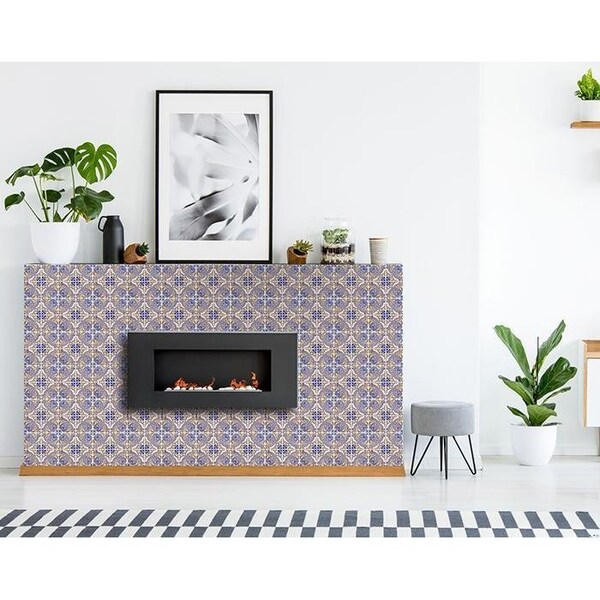 Homeroots 8 x 8 in. Blue Taupe Nova Removable Peel & Stick Tiles - 400224