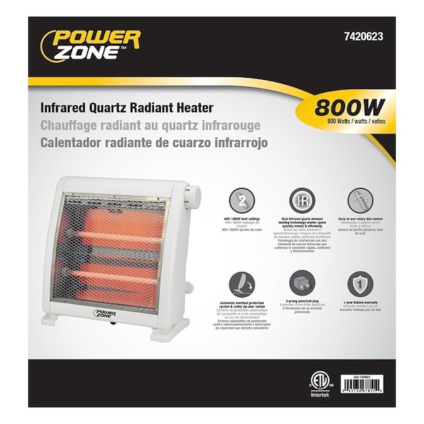 Powerzone Infrared Quartz Radiant Heater, 400800W - H-5511