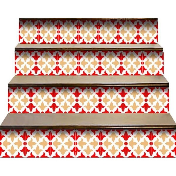 Homeroots 4 x 4 in. Roja Hola Red Removable Peel & Stick Tiles - 400405