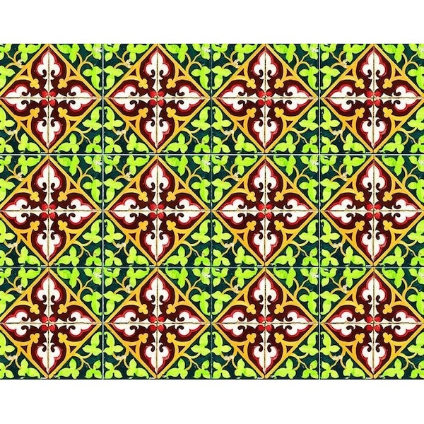 Homeroots 4 x 4 in. Green Leva Removable Peel & Stick Tiles - 400295