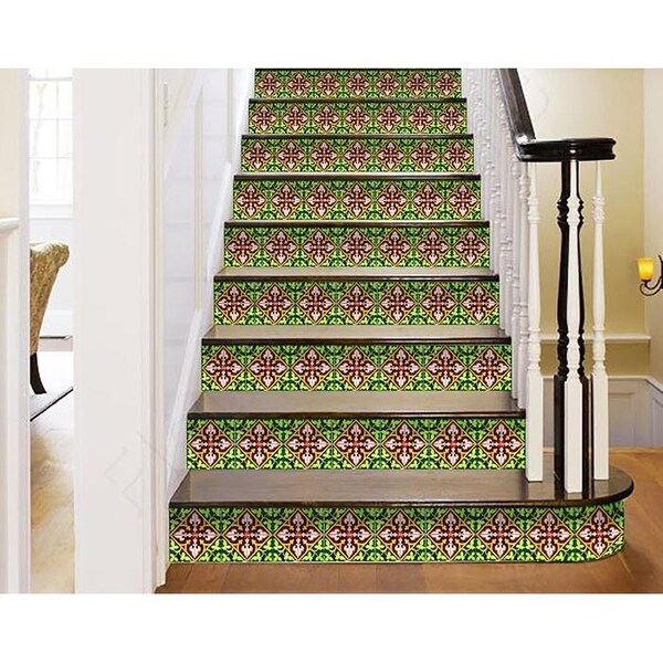 Homeroots 4 x 4 in. Green Leva Removable Peel & Stick Tiles - 400295