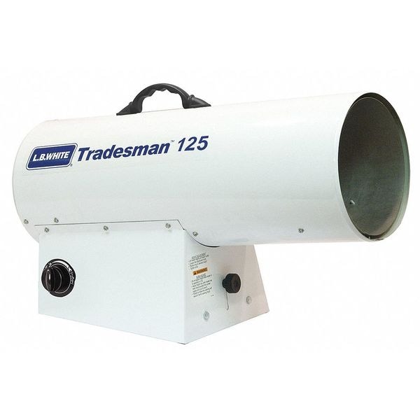 L.B. White Portable Gas Torpedo Heater, Liquid Propane, Continuous Spark, 70,000 to 125,000 BtuH, 25 1/2 in L - TRADESMAN 125