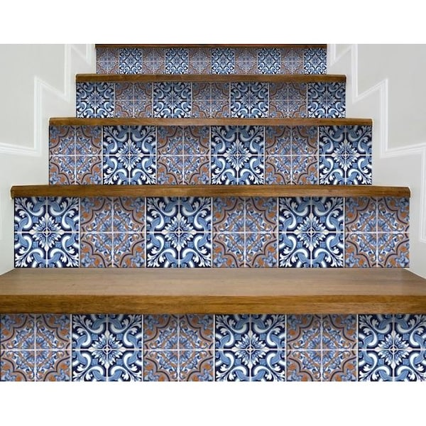 Homeroots 6 x 6 in. Prima Blue Peel & Stick Removable Tiles - 400162