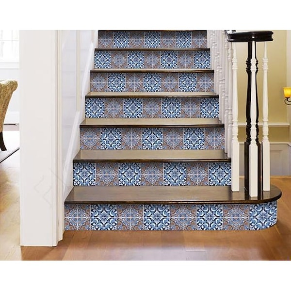 Homeroots 6 x 6 in. Prima Blue Peel & Stick Removable Tiles - 400162