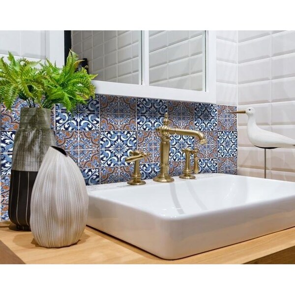 Homeroots 6 x 6 in. Prima Blue Peel & Stick Removable Tiles - 400162