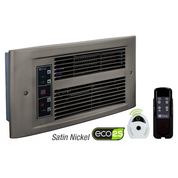 King Electric Px Eco2S Wall Heater 208V, 1750W, Satin Nickel, Color Packaging - PX2017-ECO-SN-R