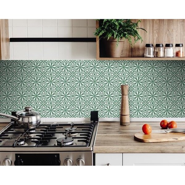 Homeroots 6 x 6 in. Glenda Sage Gray Removable Peel & Stick Tiles - 400402