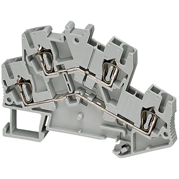 Bloque de terminales Schneider Electric, Linergy TR, tipo resorte, paso a través, 2 niveles, 4 puntos, 2.5mm², gris, juego de 50 - NSYTRR24D