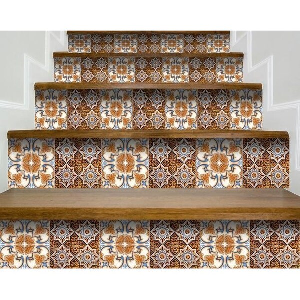 Homeroots 8 x 8 in. Bella Brown Terra Peel & Stick Removable Tiles - 400159