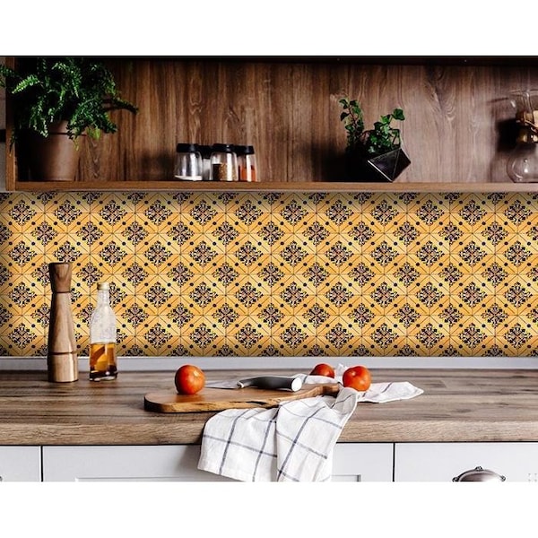Homeroots 6 x 6 in. Golden Rio Yellow Removable Peel & Stick Tiles - 400347