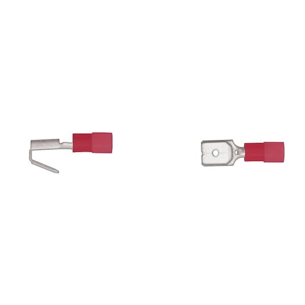 Terminal hembra de pestaña de 1/4" de diámetro, terminal de doble capa de nylon rojo. Para calibre de cable de 22-18 Ga. Paquete de 15 unidades - 3653PK