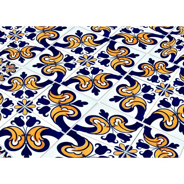 Homeroots 7 x 7 in. Blue Mikos Removable Peel & Stick Tiles - 400248