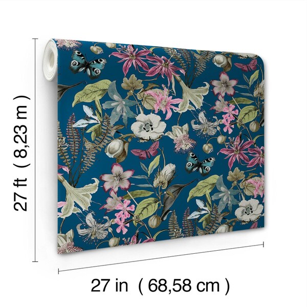 York Wallcoverings Butterfly House Navy Wallpaper - BL1723