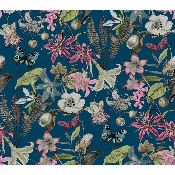 York Wallcoverings Butterfly House Navy Wallpaper - BL1723