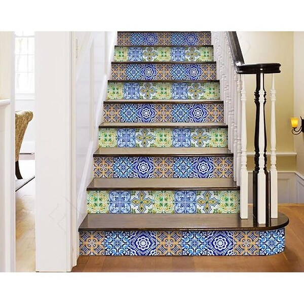 Homeroots 5 x 5 in. Lima Multi Blue Mosaic Peel & Stick Tiles - 400311