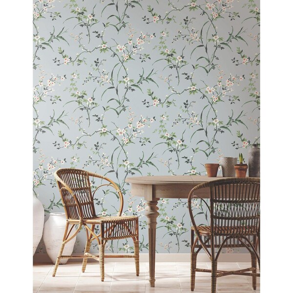 York Wallcoverings Blossom Branches Light Grey Wallpaper - BL1743