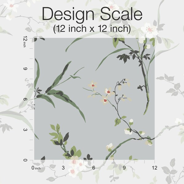 York Wallcoverings Blossom Branches Light Grey Wallpaper - BL1743