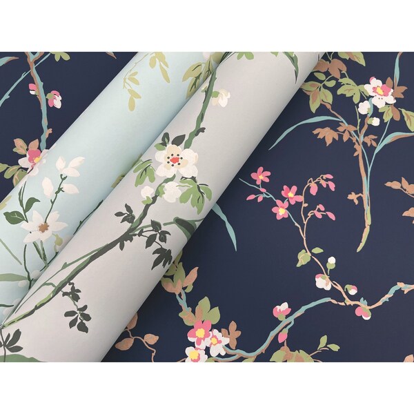 York Wallcoverings Blossom Branches Light Grey Wallpaper - BL1743