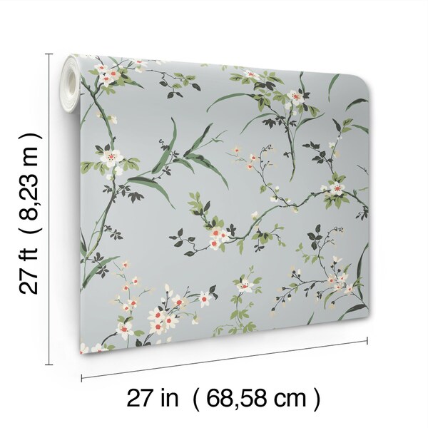 York Wallcoverings Blossom Branches Light Grey Wallpaper - BL1743