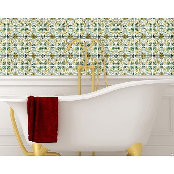 Homeroots 7 x 7 in. Green Yellow Melo Peel & Stick Tiles - 400193