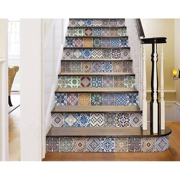 Homeroots 8 x 8 in. Linna Multi Blue Mosaic Peel & Stick Tiles - 400364