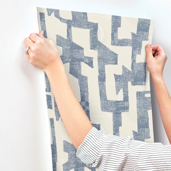 York Wallcoverings Modern Tribal Almond and Navy Wallpaper Sample - AG2104SAM