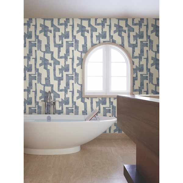 York Wallcoverings Modern Tribal Almond and Navy Wallpaper Sample - AG2104SAM