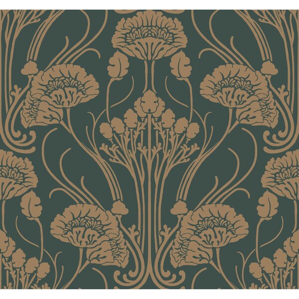 York Wallcoverings Nouveae Damask Green Wallpaper Sample - CA1566SAM