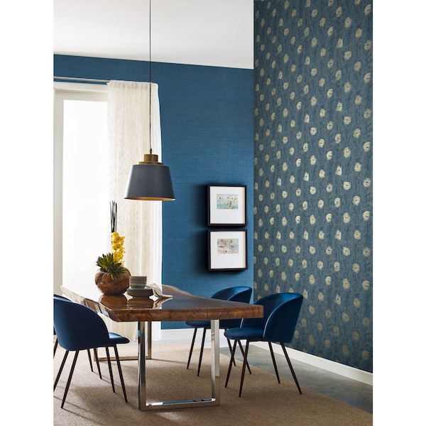 York Wallcoverings French Marigold Blue and Gold Wallpaper - AF6520
