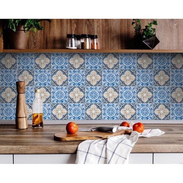 Homeroots 5 x 5 in. Blue Taupe Tobi Peel & Stick Tiles - 400146