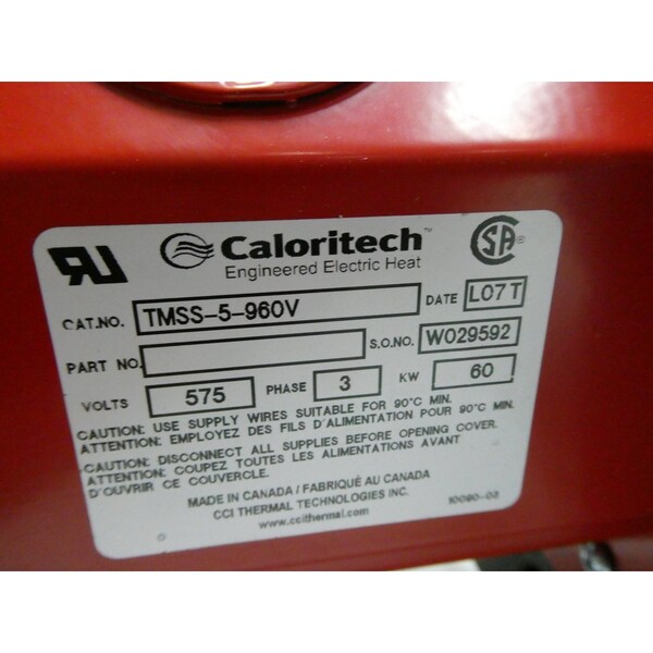 Caloritech 40IN 60KW 575V-AC IMMERSION HEATER - TMSS-5-960V
