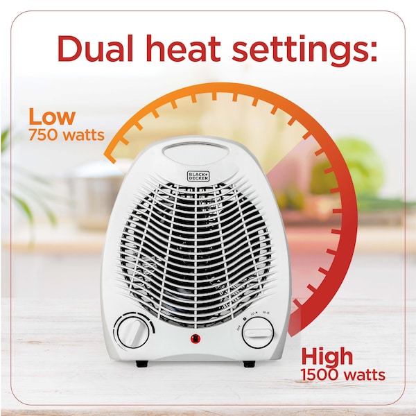 Black & Decker 1,500-Watt Personal Desktop Heater , White - BHD101W