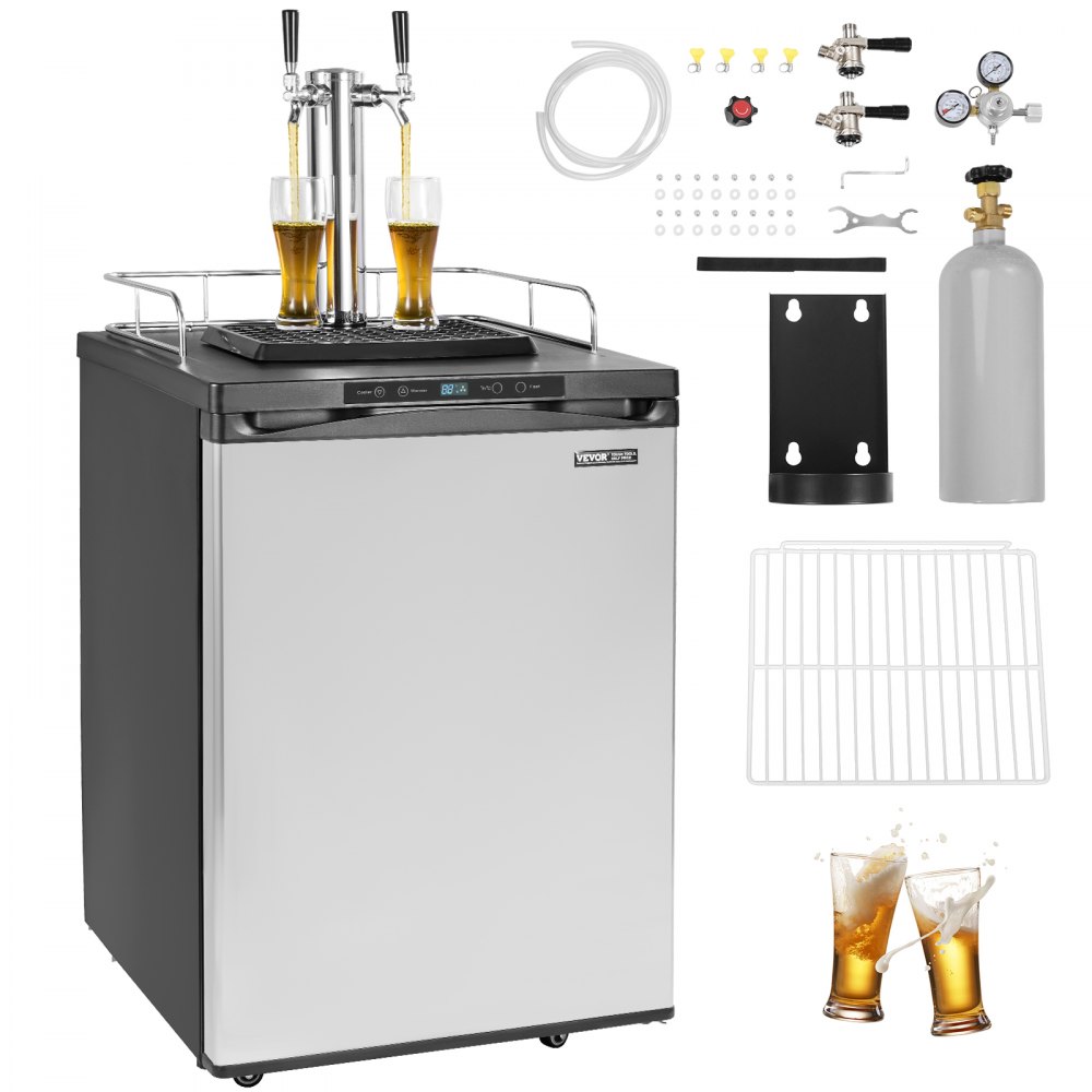 VEVOR Beer Kegerator Draft Beer Dispenser Full Size Keg Refrigerator Dual Tap - DZSZPJYHS163E57T8V1
