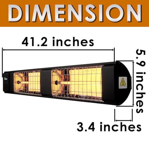 Dr Infrared Heater Black 3000-Watt, 240-Volt Indoor/Outdoor Electric Carbon Infrared Patio Heater with Remote Control - DR-239