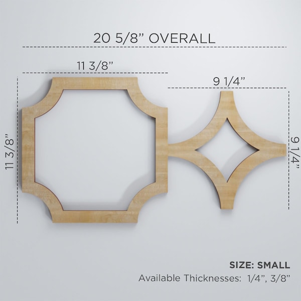 Ekena Millwork Small Anderson Decorative Fretwork Wood Wall Panels, Cherry, 20 5/8"W x 11 3/8"H x 3/8"T - WALW12X12X0375ANDCH