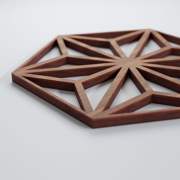 Ekena Millwork Extra Small Hampton Decorative Fretwork Wood Wall Panels, Walnut, 7 3/8"W x 8 1/2"H x 3/8"T - WALW08X08X0375HMPWA